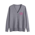 thumbnail image 2 of NTACZA V Neck Womens Sweaters Valentine's Day Gray Button Down Cardigan Sweater Love Heart Heart Print Womens Jumpers M, 2 of 5