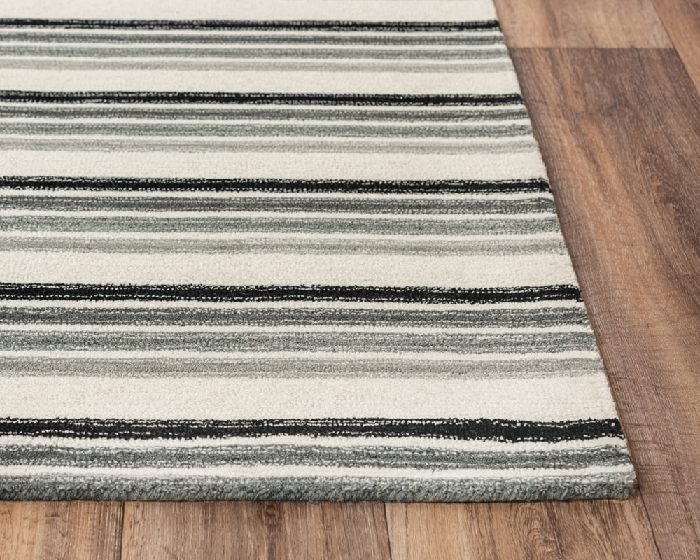 Rizzy Rugs Tetra Area Rug TET107 Gray/Ivory Lines Banded 5' x 8' Rectangle