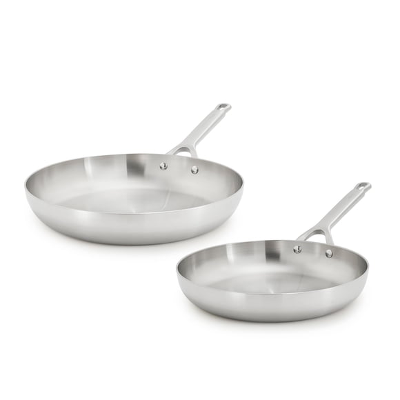 GreenPan x Bobby Flay Stainless Steel 10” & 12” Frying Pan Skillet Set, Induction Compatible, Durable, Dishwasher Safe, Oven & Broiler Sa