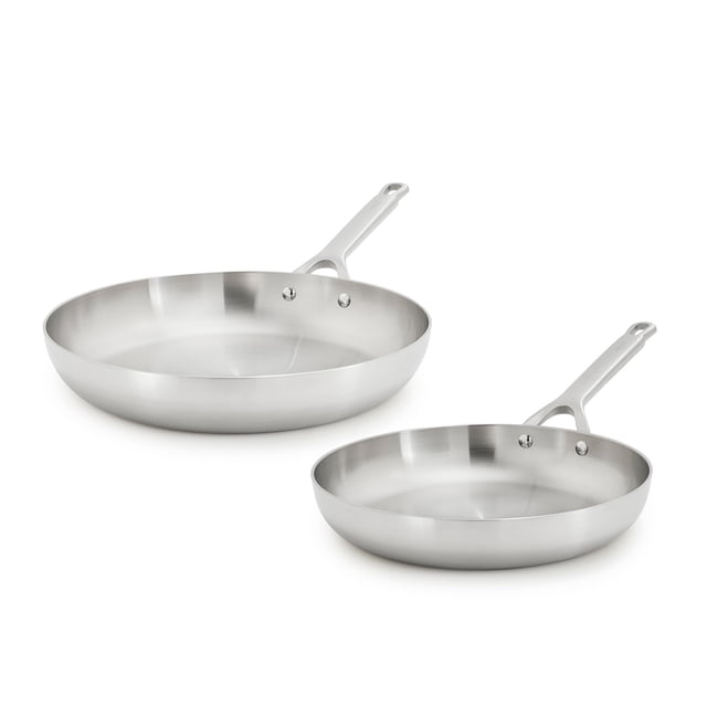 GreenPan x Bobby Flay Stainless Steel 10” & 12” Frying Pan Skillet Set, Induction Compatible, Durable, Dishwasher Safe, Oven & Broiler Sa