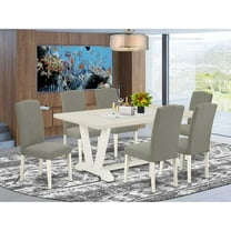 East West Furniture X-Style 9-piece Wood Dining Table Set in Dark Khaki Brown