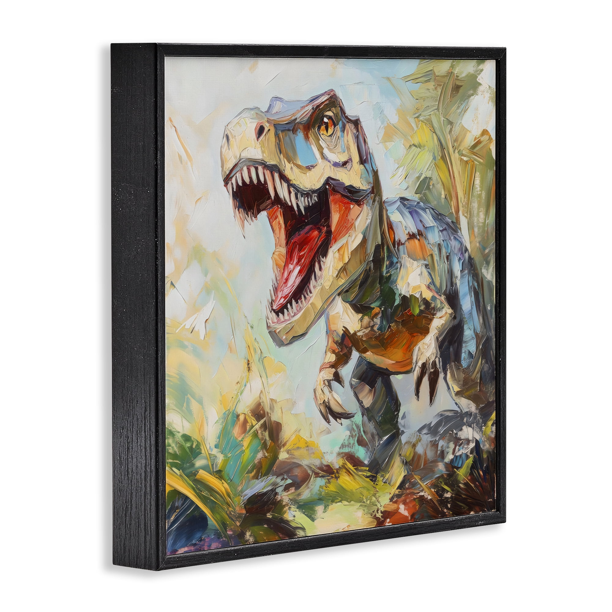 Stupell Industries Enchanting T-Rex Roar Black Framed Giclee Art, design by Creative Studio