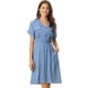 thumbnail image 1 of Vestido camisero estilo Safari Allegra K Azul XL con Bolsillo en la cintura, 1 of 6