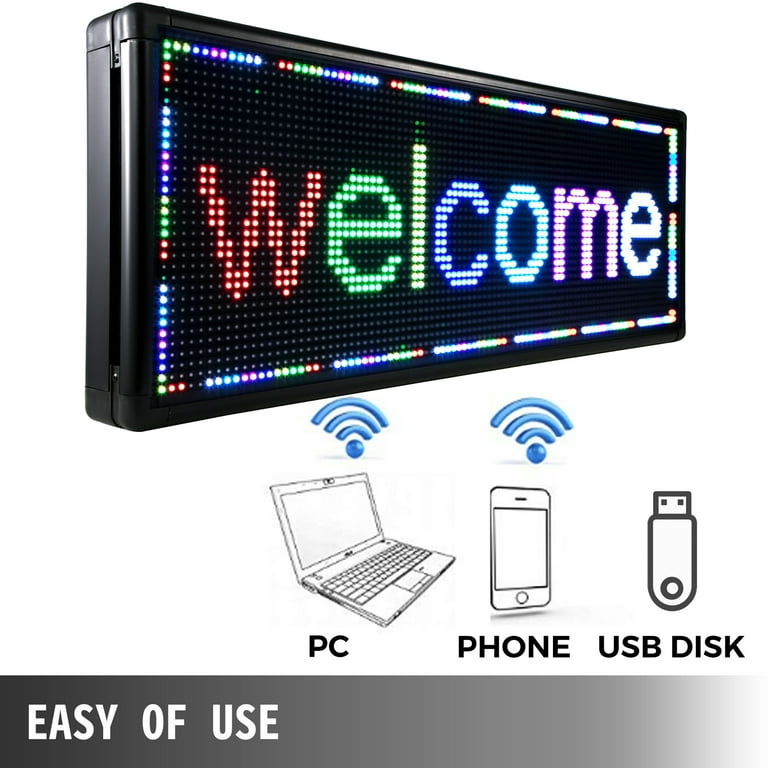 VEVOR Led Sign 40 x 8 inch Led Scrolling Message Display RGB 7-Color P10  Digital Message Display Board Programmable by PC& WiFi & USB with SMD  Technology for Advertising and Business 