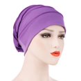 thumbnail image 4 of Simple Solid Color Pleated Hat Women Muslim Hijab Turban Arabic Head Scarf Cap, 4 of 8