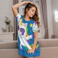 thumbnail image 3 of Sikiie Cool Unicorn Star Golden Print Women's Short-sleeved Nightdress, Round Neck Pullover Nightdress Pajamas Summer Home Wear, 3 of 6