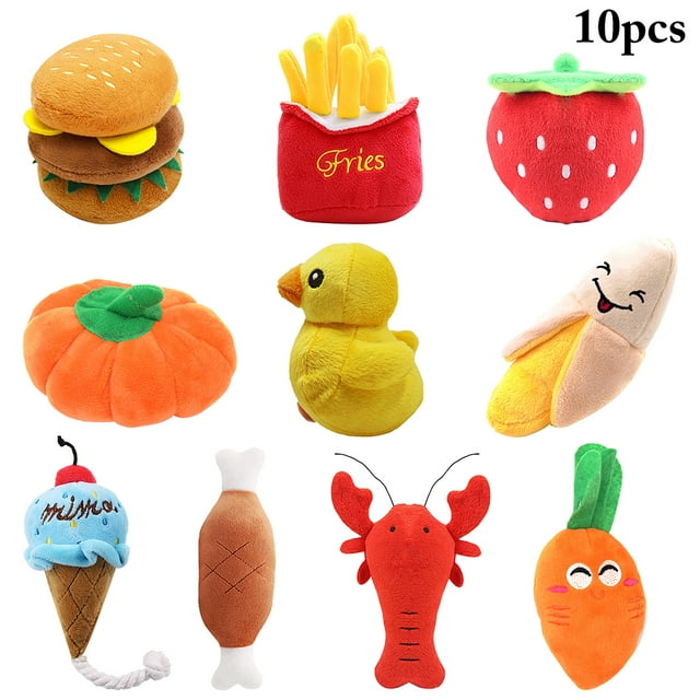 10PCS Dog Squeaky Toy Set Interactive Plush Puppy Toys Pet Chew Toy