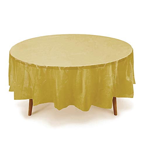12 Pack 84" Gold Round Plastic Table Cover, Party Table Cover, Reusable