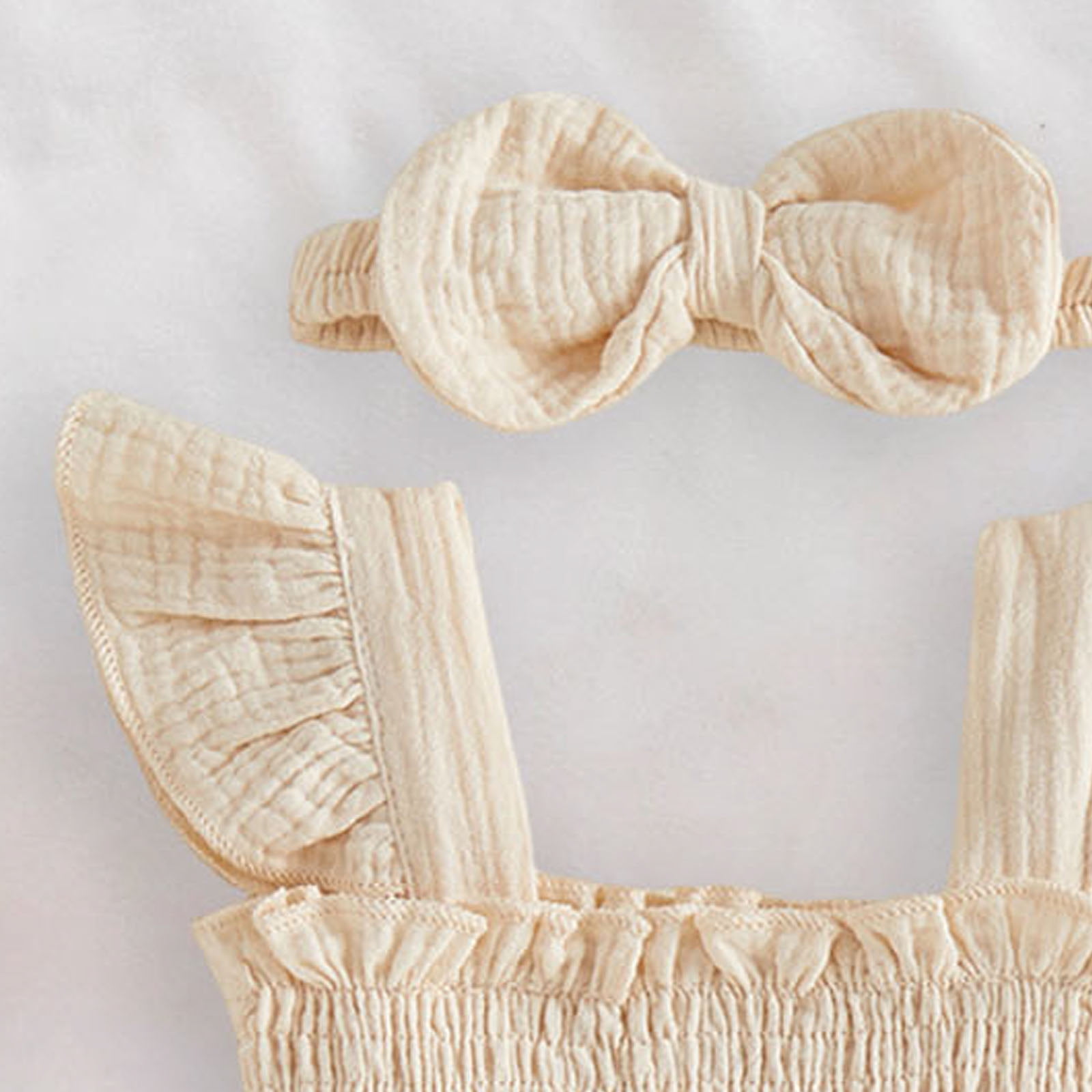 Gubotare Infant Girl Clothes Newborn Baby Girls Romper Short Sleeve Romper Playsuits Jumpsuit Infant Summer Clothes 0 3 6 9 12 18 24 Months (Beige,6-12 Months)