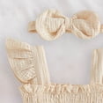 thumbnail image 4 of Karoyedx Baby Girl Clothes Baby Girl Summer Clothes Newborn Outfit Ruffle Romper Infant Baby Dress Bow Headband Beige Size,Newborn, 4 of 7