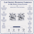 thumbnail image 4 of JeenMata Lab Grown Diamond Earrings 1 Carat Round Cut 18K White Gold Plated Solitaire Studs for Women, 4 of 9