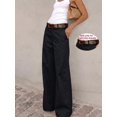 thumbnail image 4 of Women High Waist Solid Wide Leg Long Pants, Loose Fit Casual Trousers for Daily Office School Commute Wear, 4 of 6