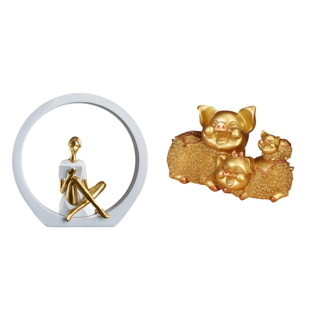 Figura Abstracta De Cerdita, Estatua De Mujer, Escultura De Animal Coleccionable Moderna, Centro De Mesa, Dormitorio, Regalo Para Lectores, Estantería, Decoración Versátil De Granja, Adorno