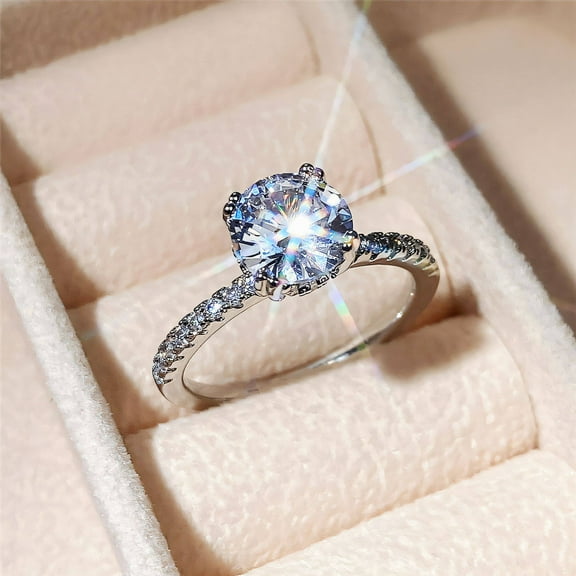 DESIGNICE Rings for Women Handmade Engagement Rings for Women Dazzling Silver Rings Size 10