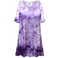 thumbnail image 1 of Small Petite Womens Short Sleeve Purple Tie-Dye Print Tunic Tops Casual Loose Fitting Flowy Shirts Blouses, 1 of 4