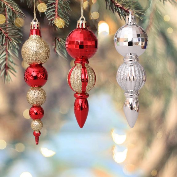 AYYUFE 6 Pcs/Set Christmas Tree Hanging Decor Reflective with Rope Increase Festive Atmosphere New Year Durable Shatterproof Nice Appearance Easy Hanging Christmas Ball Skewers for Shopping Mall