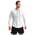 thumbnail image 4 of ZHOUCHANKIDS Men's Pullover Hoodie Long Sleeve Athletic Shirt for Running Basketball Training and Casual Loose Fit Sports Leisure Wear with Comfortable Fabric White M, 4 of 5
