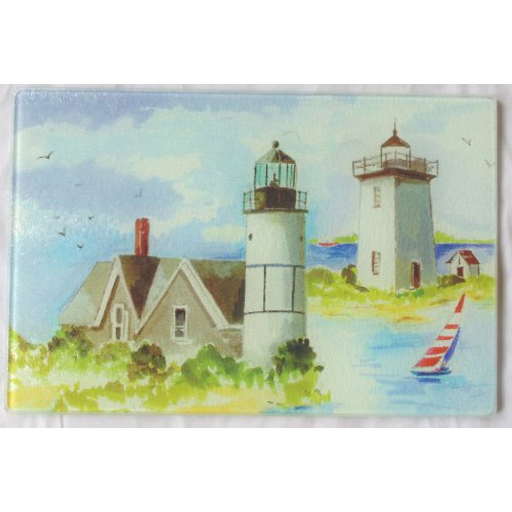 Tempered Glass Cutting Board (8 x 12, Lighthouses)