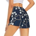 thumbnail image 3 of Vsdgher Cherry Blossoms on Navy Background Print Women's Running Double Layer Shorts High Waisted with Pockets Elastic Yoga Workout Athletic Gym Sports, 3 of 8