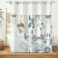thumbnail image 6 of Mizhona Nautical Coastal Shower Curtain with Snap in Liner,Seahorse No Hook Bath Curtain,71"× 71", 6 of 6