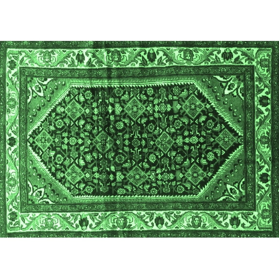 Ahgly Company Indoor Rectangle Persian Emerald Green Traditional Area Rugs, 2' x 4'