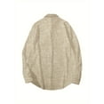 thumbnail image 2 of Solid Color Shirts Men Long Sleeve Button Down Wrinkle Blouse Lapel Collar Loose Fit Vintage Work Vacation Tops Beige L, 2 of 6