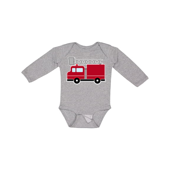 Inktastic Red Firefighter Fire Truck Boys or Girls Long Sleeve Baby Bodysuit