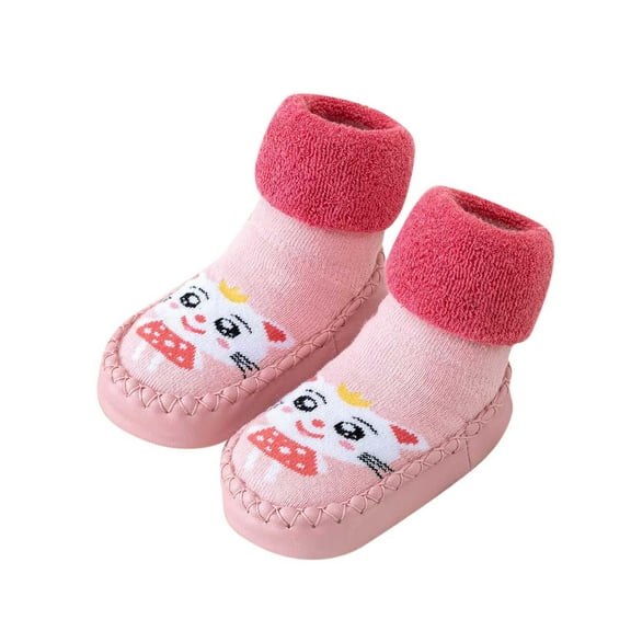 Ticikt Baby Sock Shoes Toddler Non- Soft Bottom First Walking Shoes Breathable Lightwewight Cute Animal Rubber Sole Shoes Floor Slippers for Boys Girls,Color:Pink,2.5-3 Years