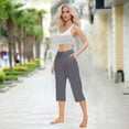 thumbnail image 7 of TQWQT Khaki Womens Capris for Summer Capri Pants Knee Length High Waisted Plus Size Cropped Trouser Dressy Casual Pedal Pushers with Pockets Dark Gray M, 7 of 7