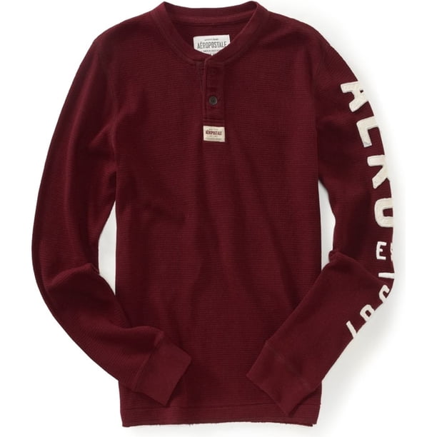 Aeropostale - Camiseta térmica para hombre, color rojo, pequeña Aeropostale henley