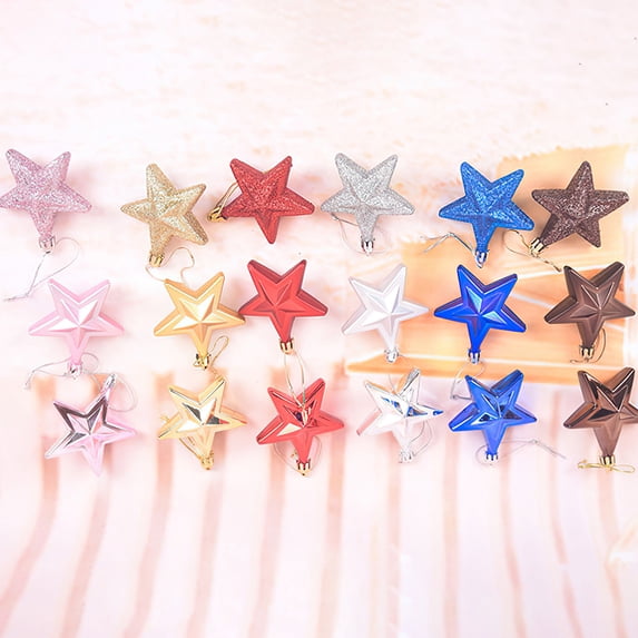 Godderr Christmas Decorations Christmas Tree Decorations 7cm Christmas Five-Pointed 6 Pcs Christmas Decorations The Christmas Tree Decorations