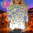 thumbnail image 2 of qelini 3/4 Length Sleeve Women's Shirts Carnival Pullover Tops Bling Glitter Crewneck Tunic Dressy Holiday Blouses, 2 of 5
