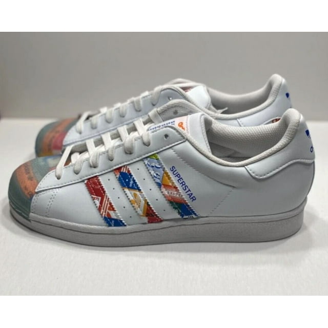 New Ad-id-as Superstar White Blue Orange Shoes Sneakers Men's Size 8