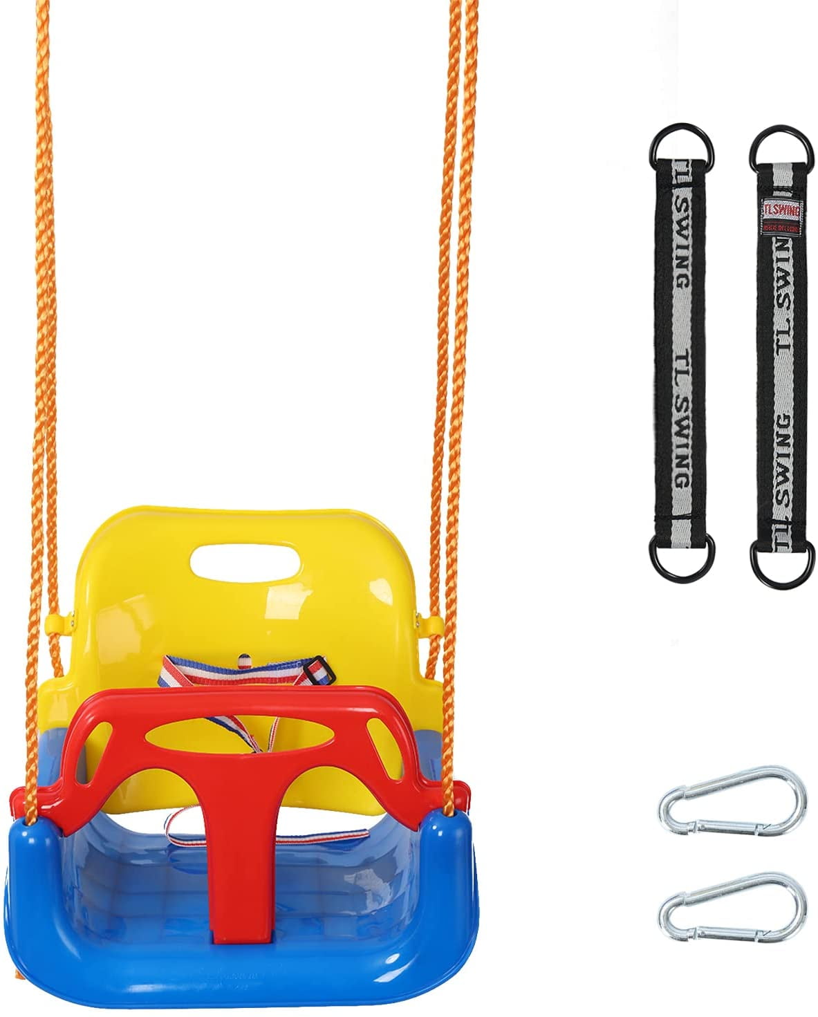 BIGLUFU 3in1 Kids Swing Seat with Hanging Strap and Hooks for Indoor
