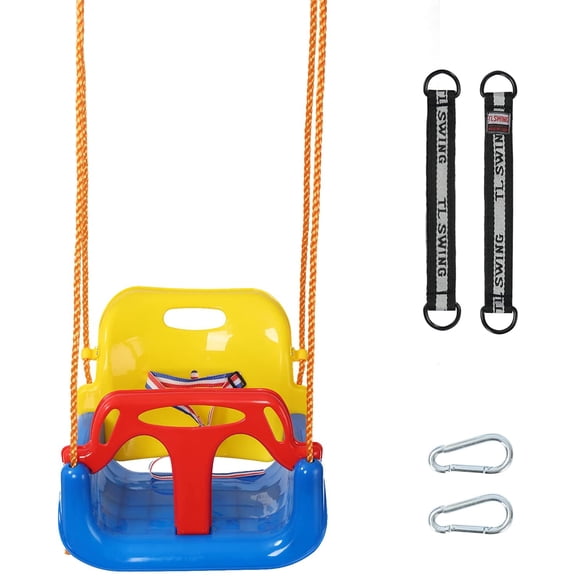 BIGLUFU 3-in-1 Kids Swing Seat with Hanging Strap and Hooks for Indoor and Outdoor Playing, Toddler Swing Seat, Secure Swing for Baby and Toddler, Loaded up to 120kg