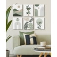 thumbnail image 3 of Drsoum Botanical Boho Wall Art Modern Sun Decor Minimalist Green Leaf Wall Painting 8x10in6pcs Natural Framed, 3 of 5