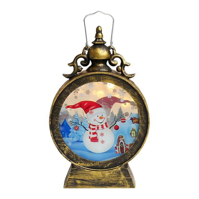 Ganfancp Interior Linternas Decorativas de Navidad con Muñeco de Nieve de Santa Claus y Las Luces Led Portátil para El Hogar Al Aire Libre Puerta de La Habitación de Vacaciones de Año Nuevo Mesa Deco