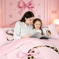 thumbnail image 4 of meiyoeat Chic Leopard Initial S Twin Comforter Sets,Coquette Bow Print Monogram Design Bedding Set For Girl,Pink Reversible,2 Pieces,1 Comforter and 1 Pillowcase, 4 of 7