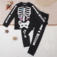 thumbnail image 2 of TOWED22 Halloween Pajamas Kid Boys/Girls Skeleton Glow In The Dark Print Clothes Long Sleeve 2pc Tee/Pants Pjs Set Toddler Holiday Sleepwear Outfits(Black,3-4 Y), 2 of 8