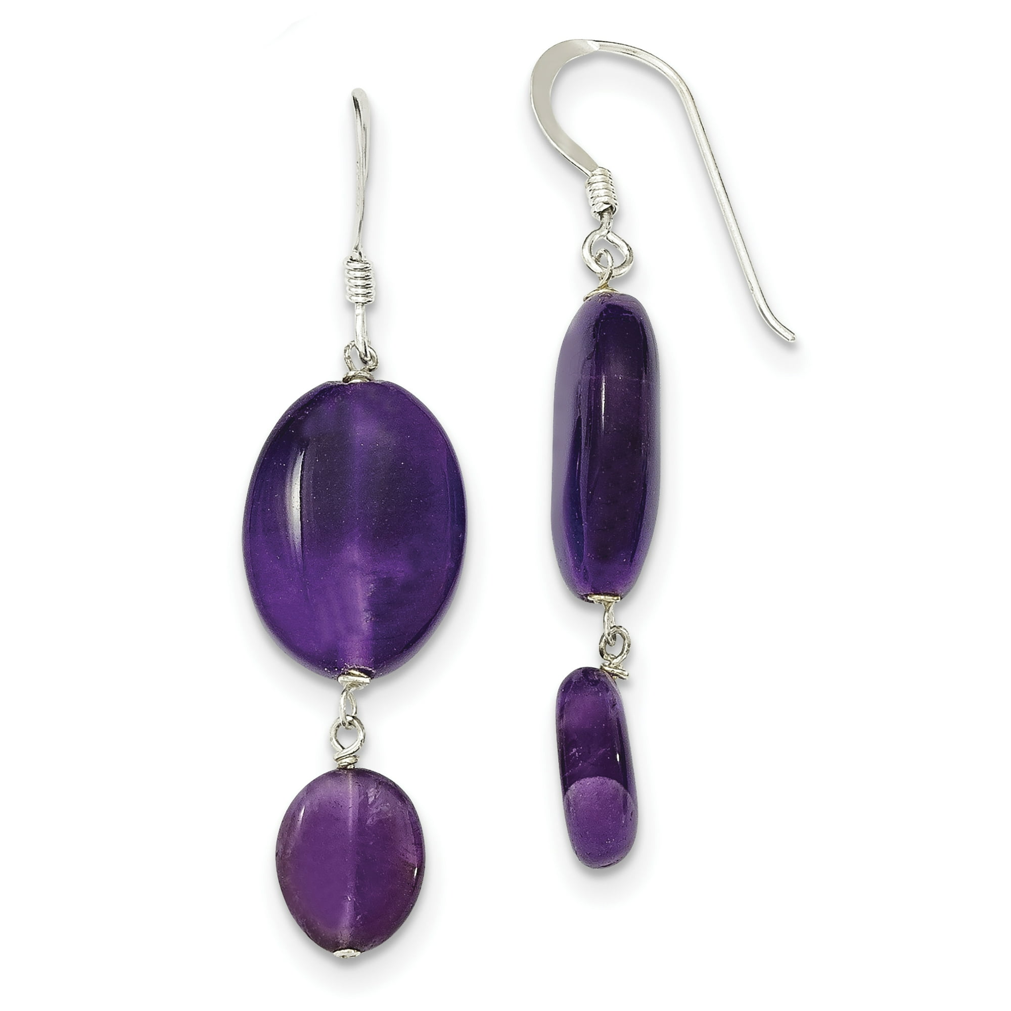 Sterling Silver Amethyst And Dark Purple Jade Earrings Sterling Silver Amethyst And Dark Purple Jade Earrings