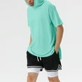 thumbnail image 5 of UVEASISHA Short Sleeve Hoodie for Men Mesh Hooded Tshirt Side Split Hoodies Cooling Summer Workout Athletic Sweatshirts Mint Green XL, 5 of 7
