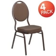 thumbnail image 2 of Flash Furniture 4 Pack HERCULES Series Teardrop Back Stacking Banquet Chair in Brown Patterned Fabric - Copper Vein Frame, 2 of 7