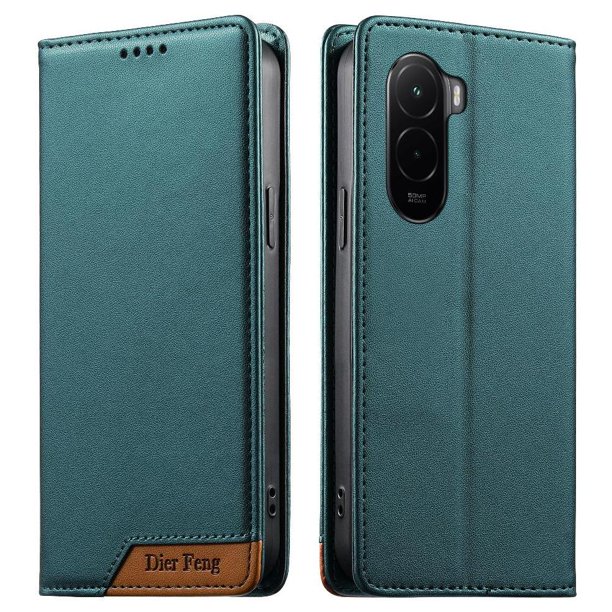 Funda Tipo Cartera de Cuero Sintético para XIAOMI POCO M7 Bloqueo RFID, con Ranuras para Tarjetas y Bolsillo para Efectivo, Cierre Magnético Fuerte Verde