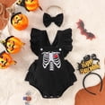 thumbnail image 2 of Baby Girl Onesies Kids Fly Sleeve Halloween Skeleton Backless Romper Bodysuit Headband Set Rompers for Girls, 2 of 6