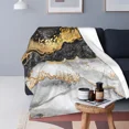 Black Marble With Gold Pretty Blankets Fleece Winter Portable Ultra