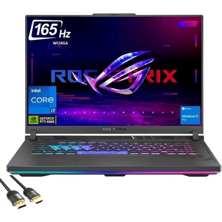 ASUS ROG Strix G16 Gaming Laptop, 16" WUXGA 165Hz Display, GeForce RTX 4060 140W, 13th Gen Intel 14-Core i7-13650HX, 64GB DDR5, 1TB NVMe SSD, TB 4, 4-Zone RGB, WiFi 6E, PDG HDMI 2.1 Cable, Win 11 Pro