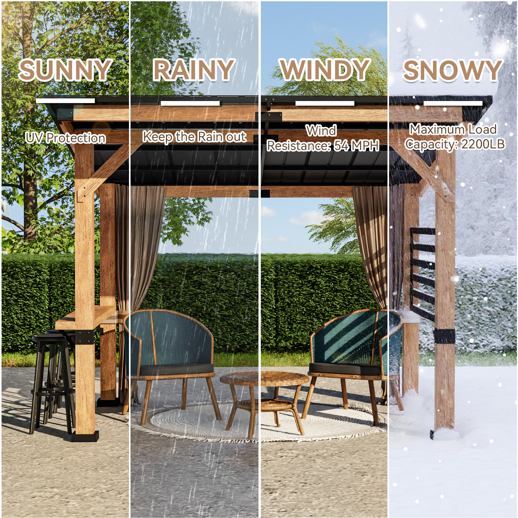 Meetleisure Wood Patio Gazebo, 10 Ft. X 12 Ft.