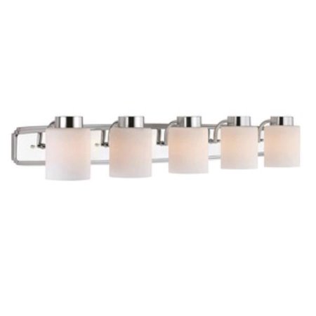 - Dolan Designs Westport - Five Light Bath Bar, Chrome Finish with Satin White Glass