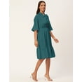 thumbnail image 2 of Moomaya Solid Bow-Knot Dress For Women, Ruffle Sleeve Tiered Flared Dress, 2 of 8