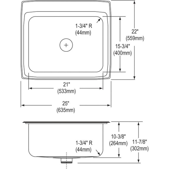 Elkay DLR252210PD2 Gourmet Top Mount Stainless Steel with 2 Holes Single Bowl Kitchen Sink with Perfect Drain